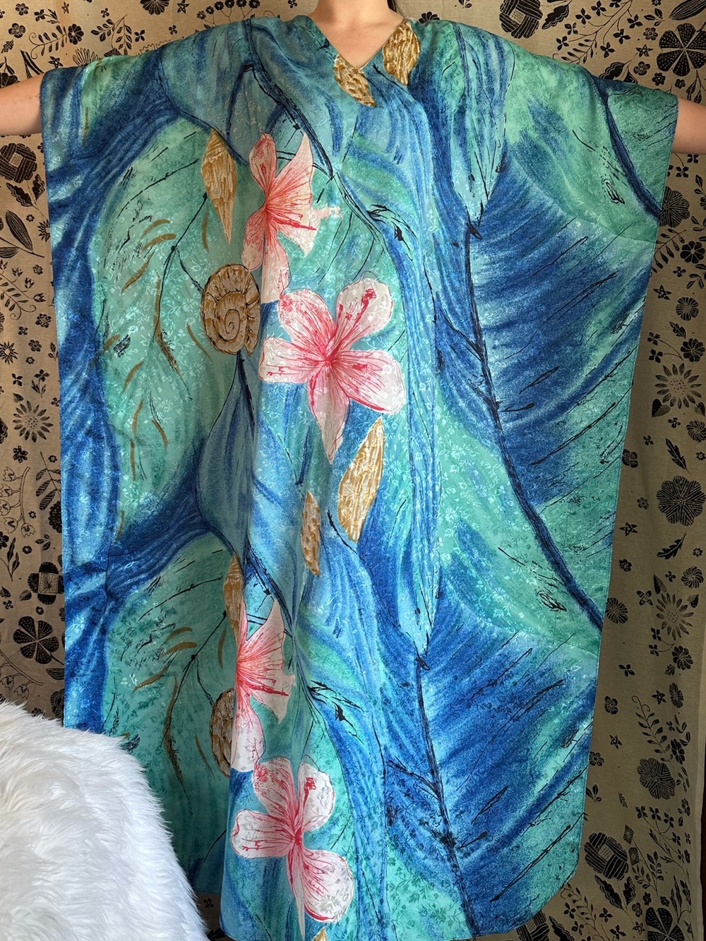 Winlar • Vintage Tropical Floral & Shell Caftan - Picture 11 of 14